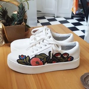 F21 Floral Embroidered Sneakers